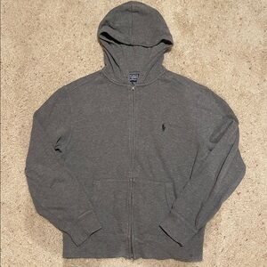 VINTAGE POLO RALPH LAUREN GREY ZIP UP SWEATER HOODIE